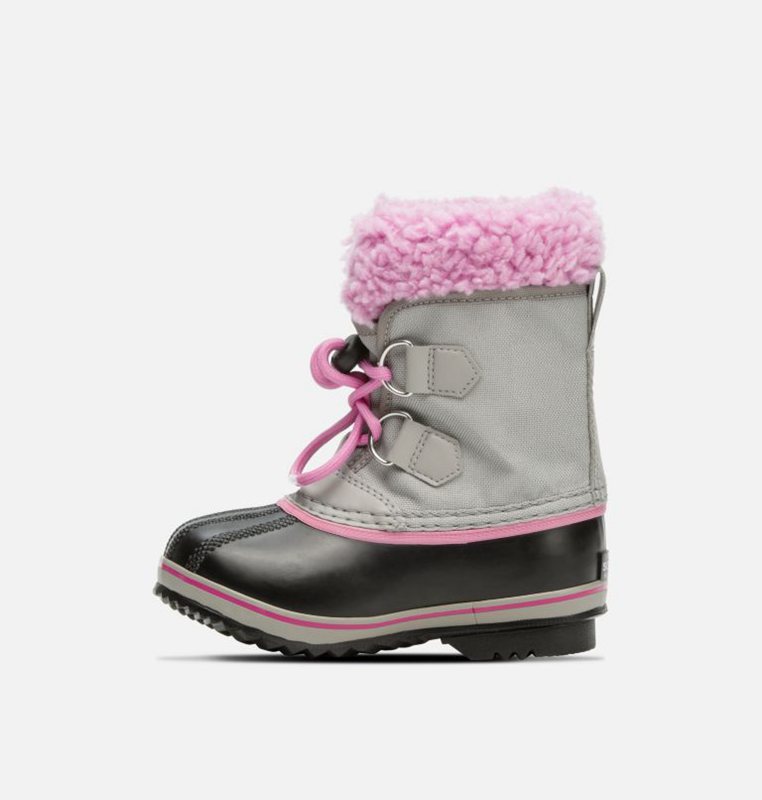 Kids Snow Boots Grey/Black/Pink - Sorel Childrens Yoot Pac™ Nylon - 092-HIBTMD